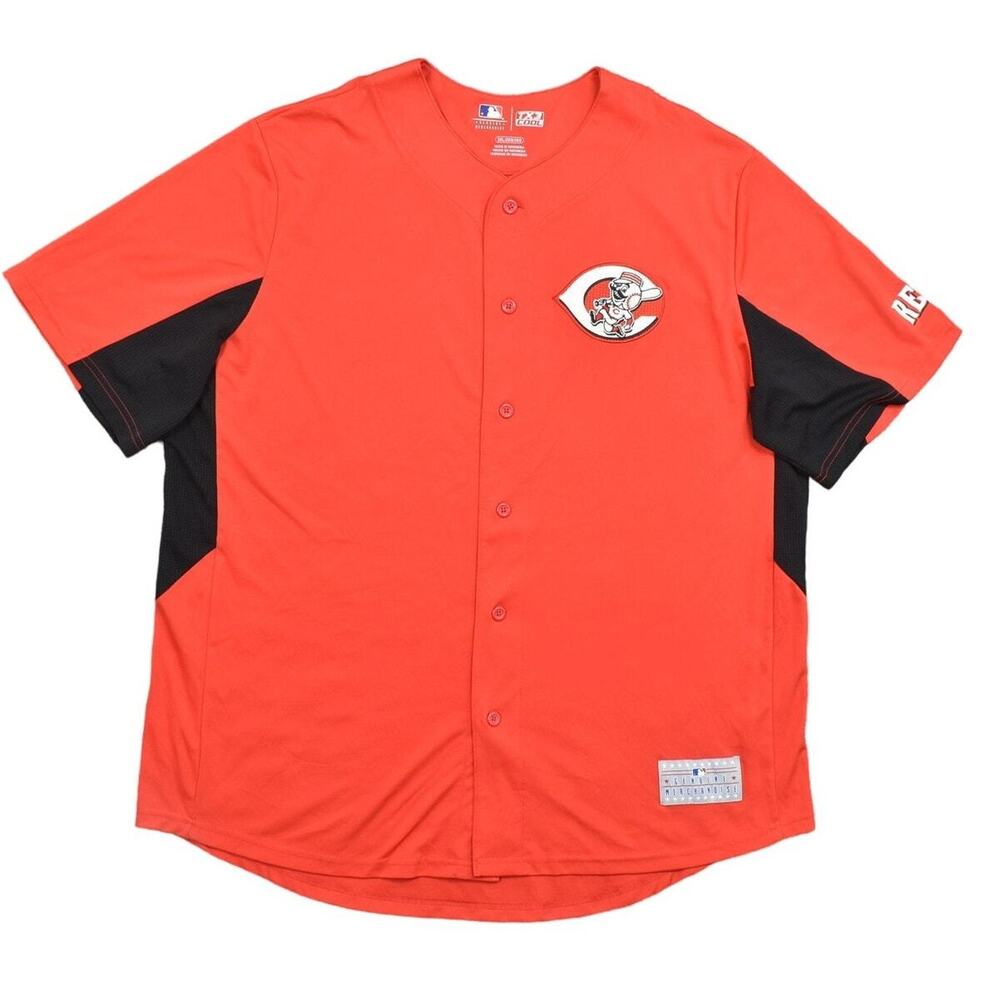 MLB Red Baseball Jersey Top Men's 2XL Cleveland Reds Short Sleeve